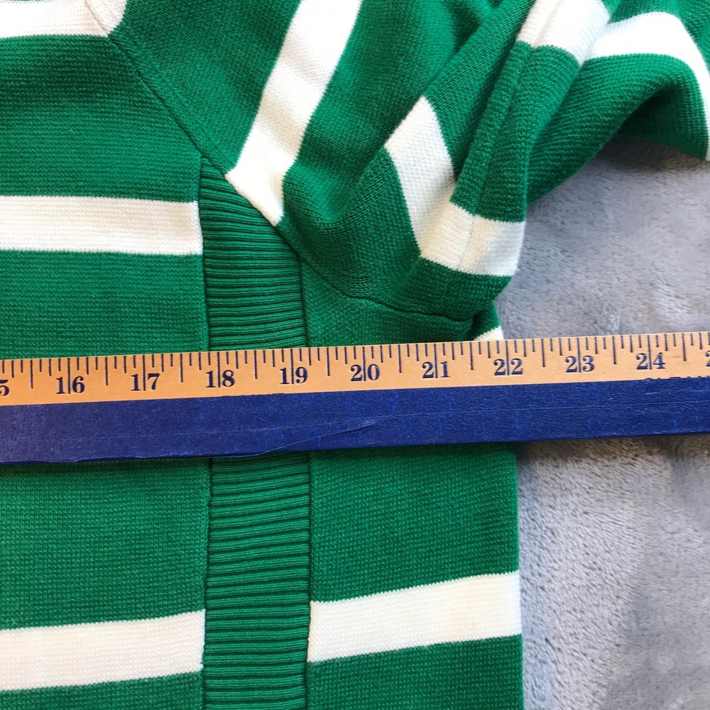 Talbots Green White Striped Side Button Cotton Blend Sweater Womens Large Preppy - Picture 7 of 16
